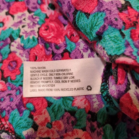 RIXO Dress Pink Purple Floral Puff Sleeve Mini Ruffle Cottage Size 6 - Picture 6 of 10